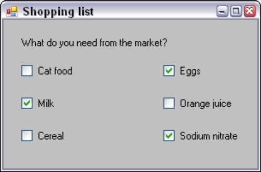 Figure 10-10: Check boxes can display multiple choices and pick more than one option.